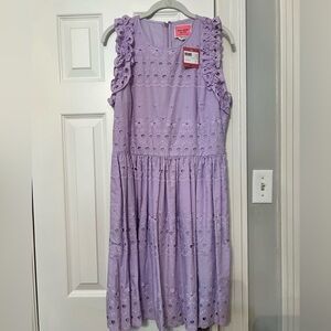 Kate Spade Lavender Eyelet Cotton Floral Scallop Dress